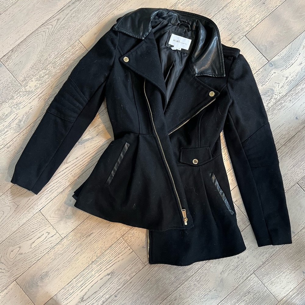 BCBG Generation Black Wool Military Jacket Size M